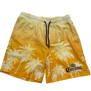 🍺 Corona Palm Tree Ombre Board Shorts Swim Trunks Men's M (32/34) NWOT 🌴